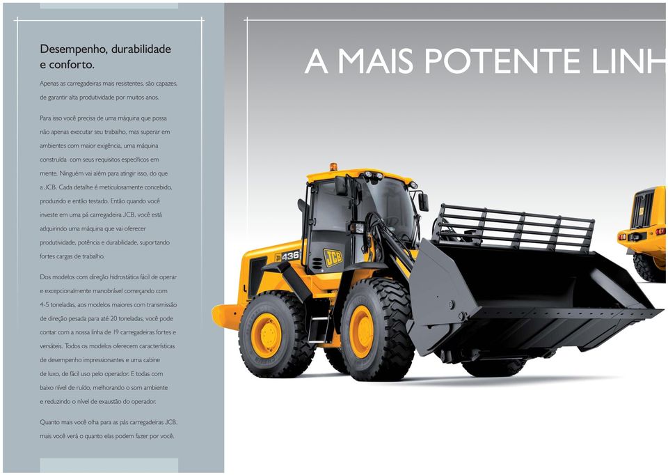 Ninguém vai além para atingir isso, do que a JCB. Cada detalhe é meticulosamente concebido, produzido e então testado.