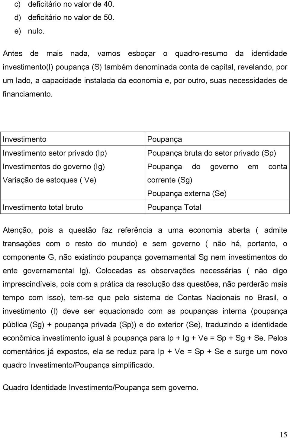 outro, suas necessidades de financiamento.