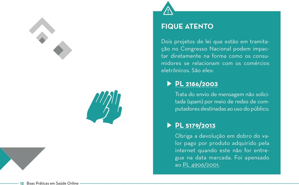 São eles: PL 2186/2003 Trata do envio de mensagem não solicitada (spam) por meio de redes de computadores destinadas ao uso do