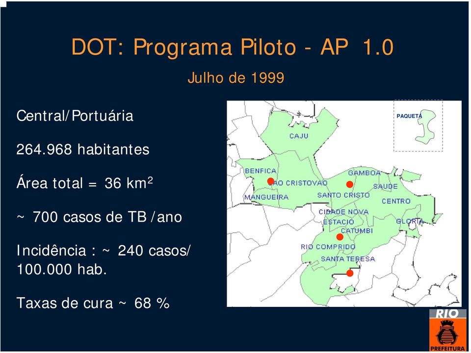 968 habitantes Área total = 36 km 2 ~ 700 casos