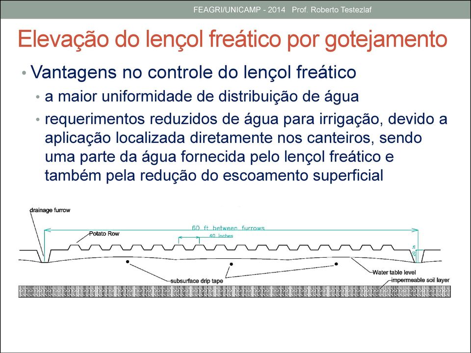 irrigação, devido a aplicação localizada diretamente nos canteiros, sendo uma parte