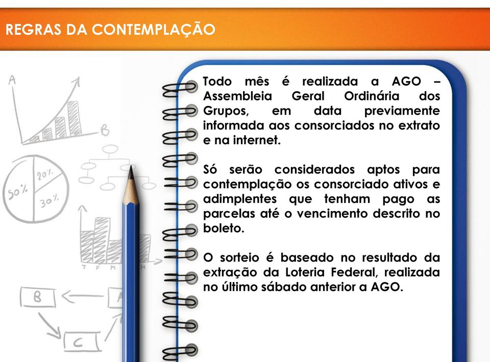 Só serão considerados aptos para contemplação os consorciado ativos e adimplentes que tenham pago as