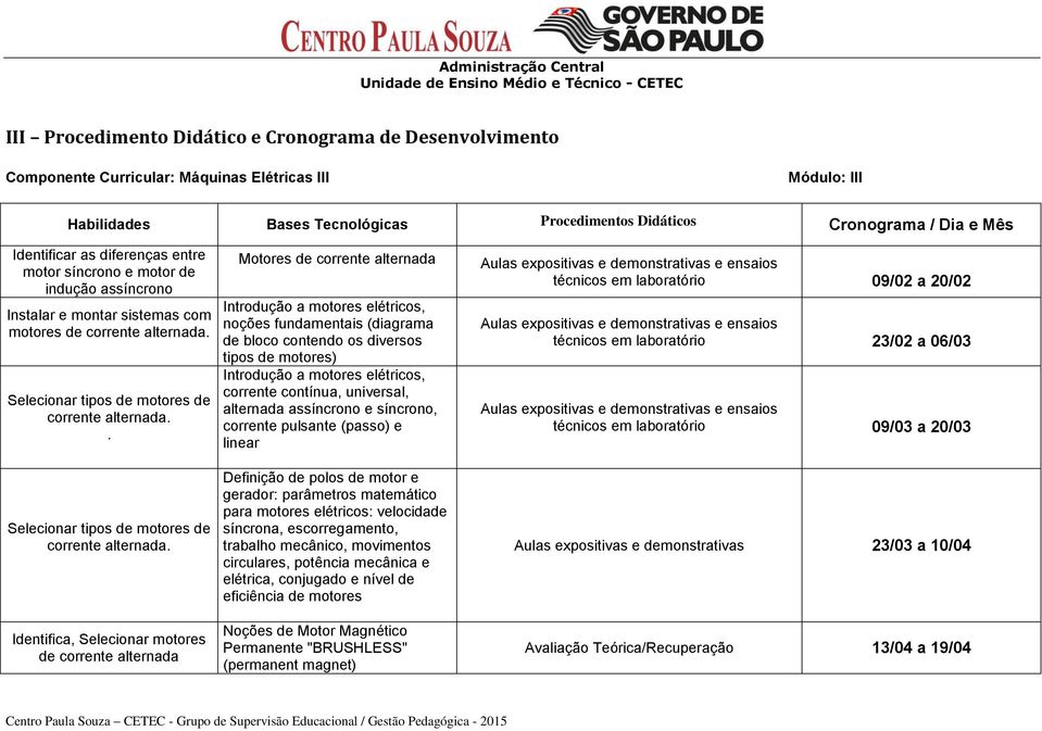 Selecionar tipos de motores de corrente alternada.. Selecionar tipos de motores de corrente alternada.