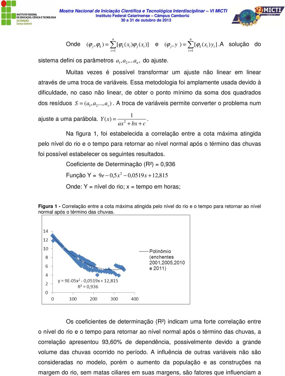 Essa metodologa fo amplamete usada devdo à dfculdade, o caso ão lear, de obter o poto mímo da soma dos quadrados dos resíduos S = a, a.