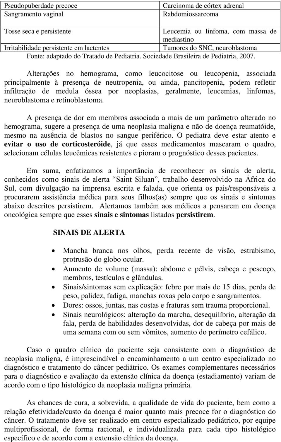 Alterações no hemograma, como leucocitose ou leucopenia, associada principalmente à presença de neutropenia, ou ainda, pancitopenia, podem refletir infiltração de medula óssea por neoplasias,