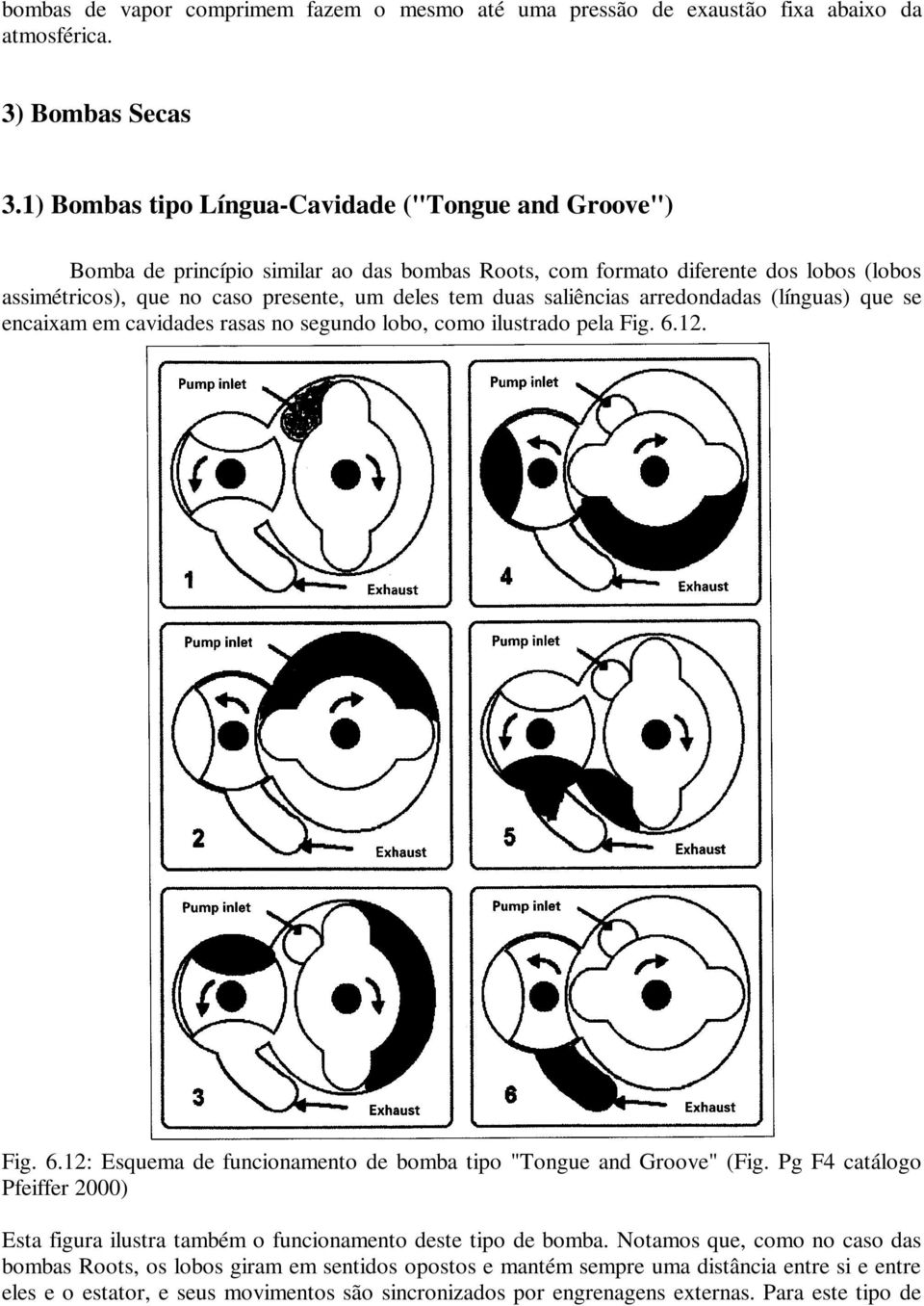 saliências arredondadas (línguas) que se encaixam em cavidades rasas no segundo lobo, como ilustrado pela Fig. 6.12. Fig. 6.12: Esquema de funcionamento de bomba tipo "Tongue and Groove" (Fig.