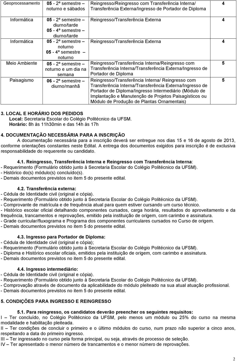 com Portador de Diploma Implantação e Manutenção de Projetos Paisagísticos ou Módulo de Produção de Plantas Ornamentais) 5 5.