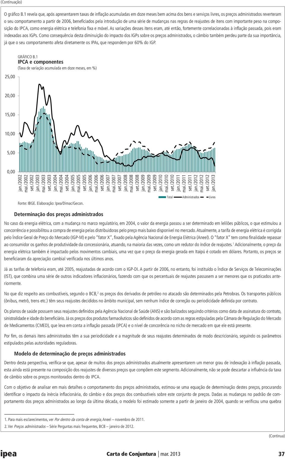 pela introdução de uma série de mudanças nas regras de reajustes de itens com importante peso na composição do IPCA, como energia elétrica e telefonia fixa e móvel.