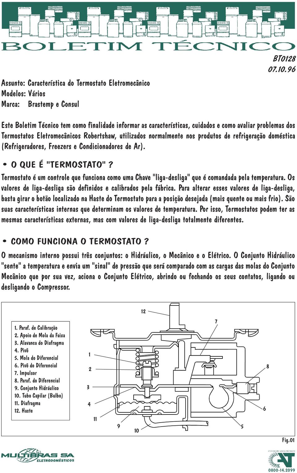 refrigeração doméstica (Refrigeradores, Freezers e Condicionadores de Ar). O QUE É "TERMOSTATO"? Termostato é um controle que funciona como uma Chave "liga-desliga" que é comandada pela temperatura.