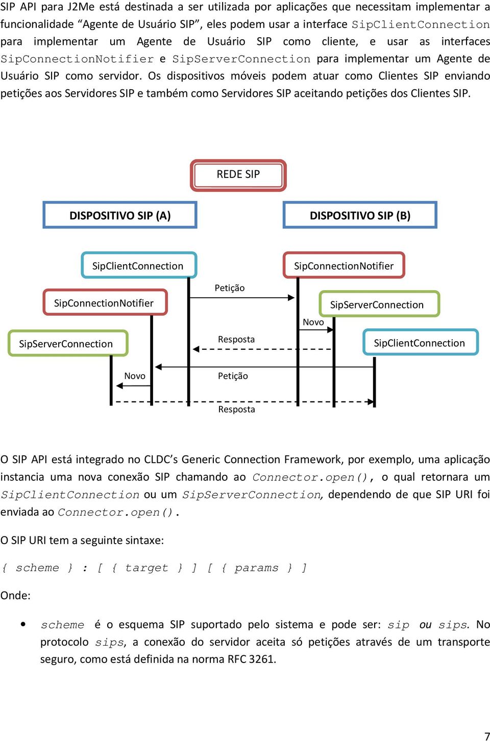 Os dispositivos móveis podem atuar como Clientes SIP enviando petições aos Servidores SIP e também como Servidores SIP aceitando petições dos Clientes SIP.