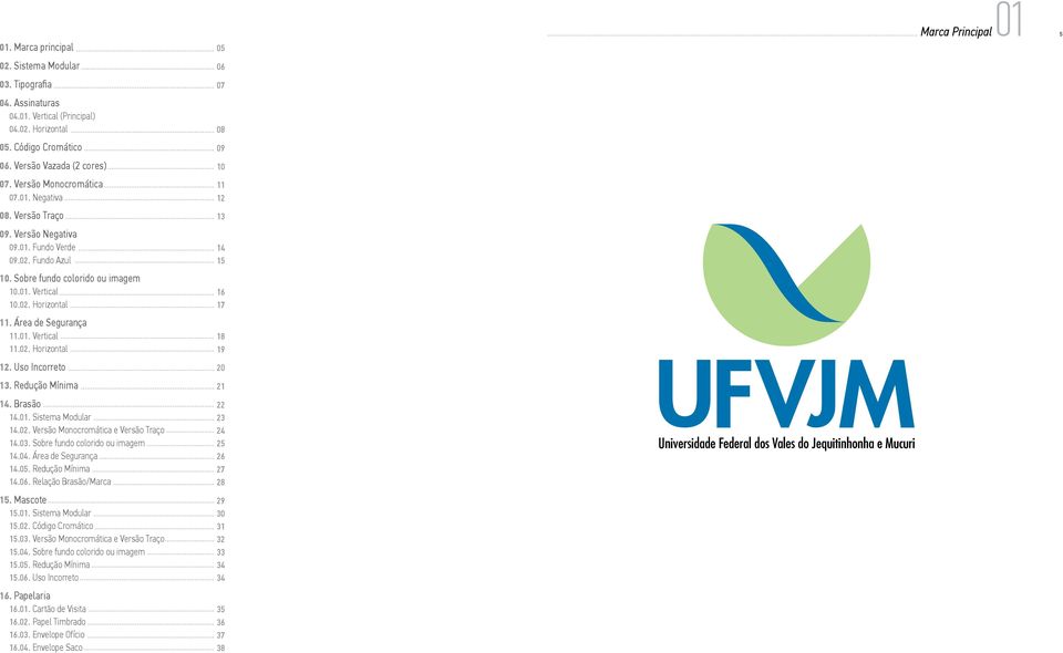 02. Horizontal 16 17 11. Área de Segurança 11.01. Vertical 11.02. Horizontal 18 19 12. Uso Incorreto 20 13. Redução Mínima 21 14. Brasão 14.01. Sistema Modular 14.02. Versão Monocromática e Versão Traço 14.
