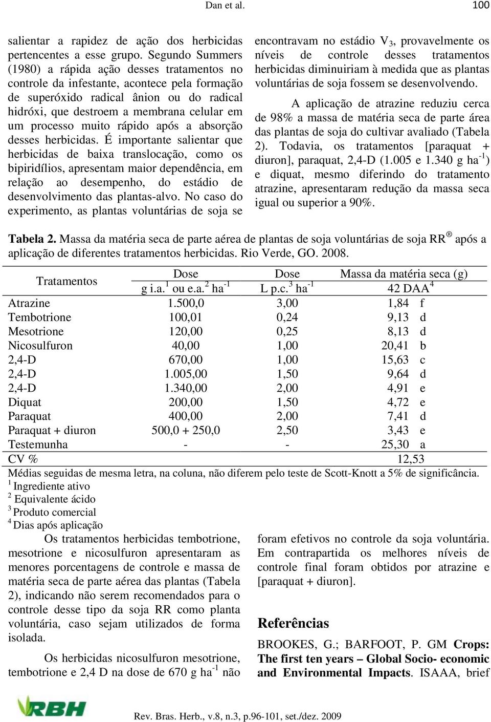 processo muito rápido após a absorção desses herbicidas.