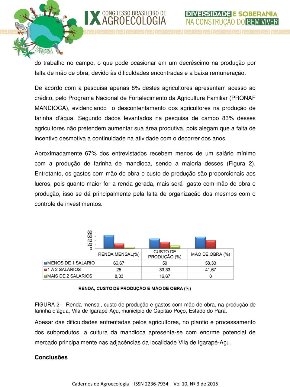 descontentamento dos agricultores na produção de farinha d água.