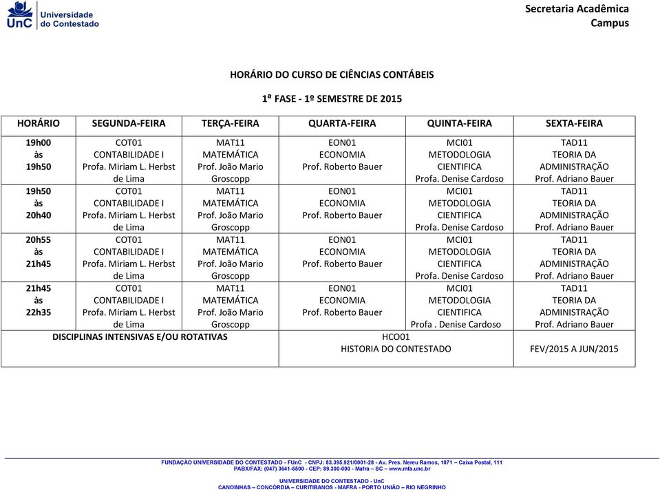 E/OU ROTATIVAS HCO01 HISTORIA DO CONTESTADO Profa.