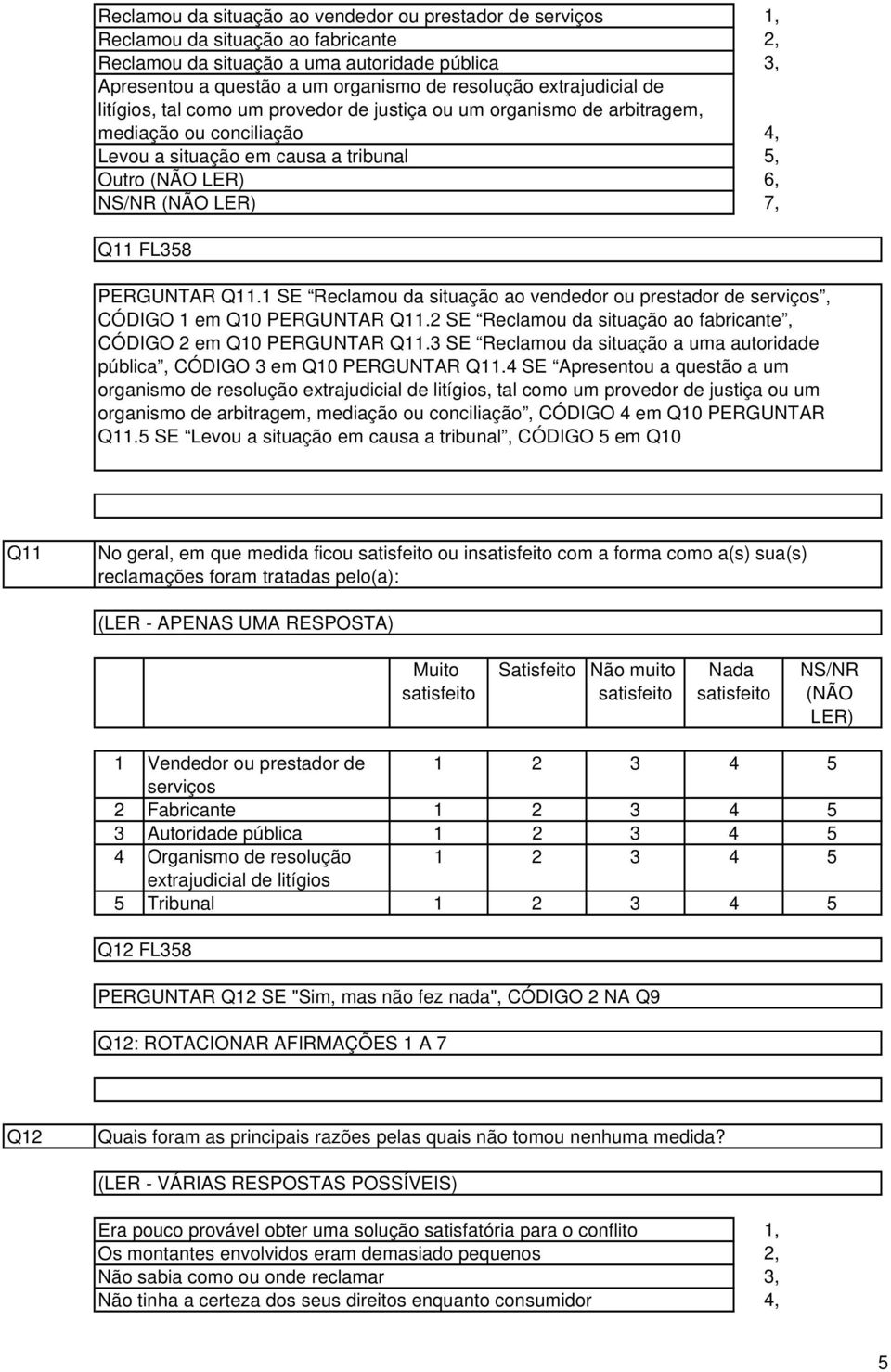 SE Reclamou da situação ao vendedor ou prestador de, CÓDIGO em Q0 PERGUNTAR Q. SE Reclamou da situação ao fabricante, CÓDIGO em Q0 PERGUNTAR Q.