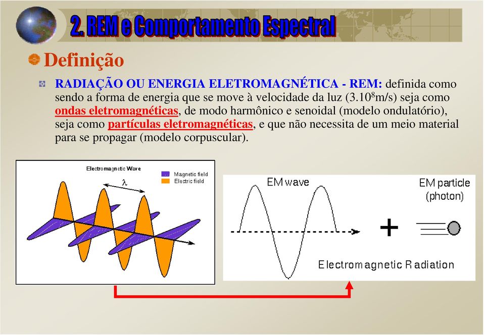 10 8 m/s) seja como ondas eletromagnéticas, de modo harmônico e senoidal (modelo