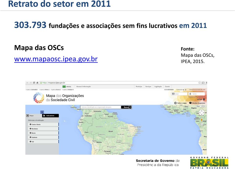 lucrativos em 2011 Mapa das OSCs www.