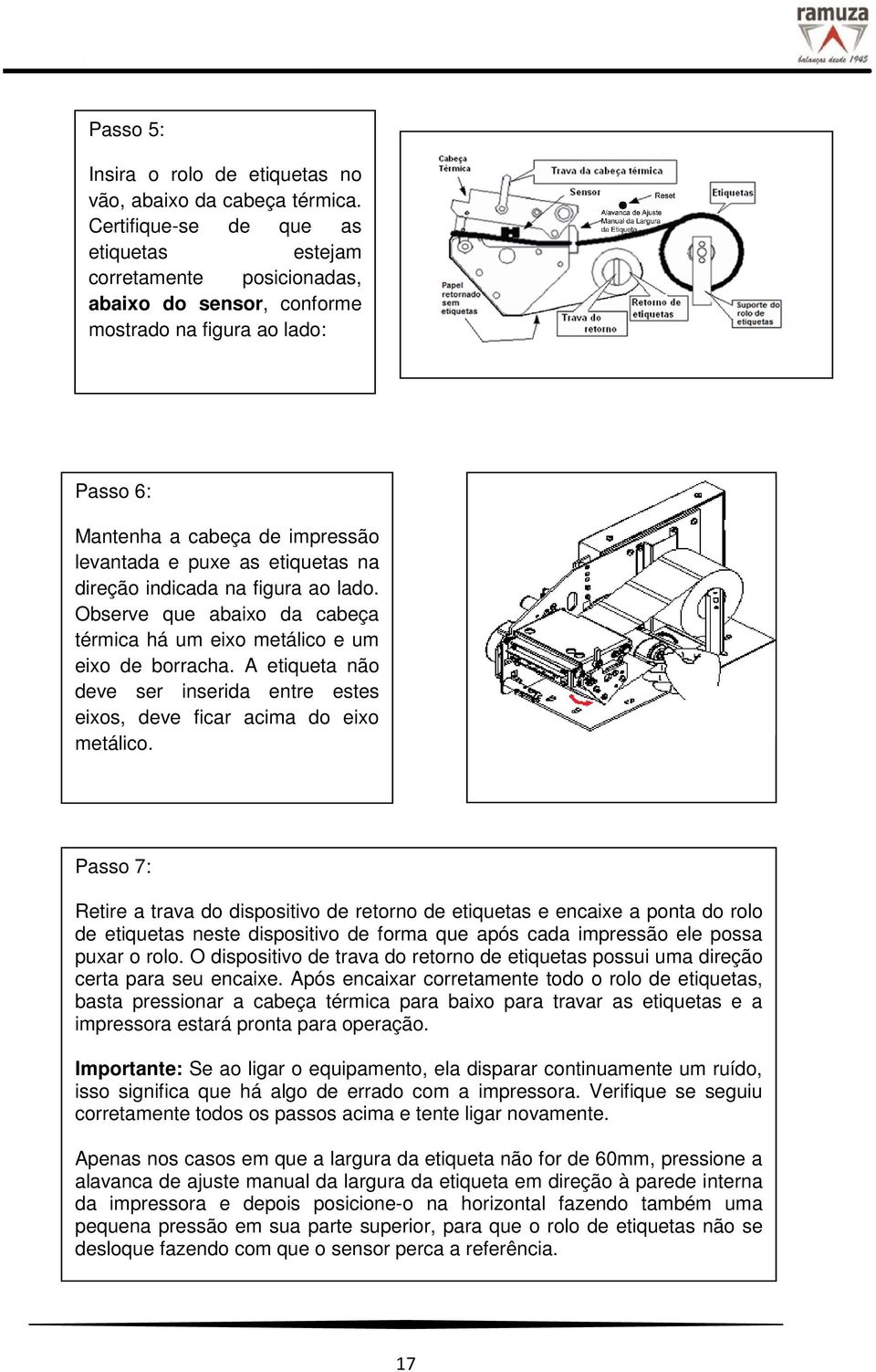 direção indicada na figura ao lado. Observe que abaixo da cabeça térmica há um eixo metálico e um eixo de borracha.