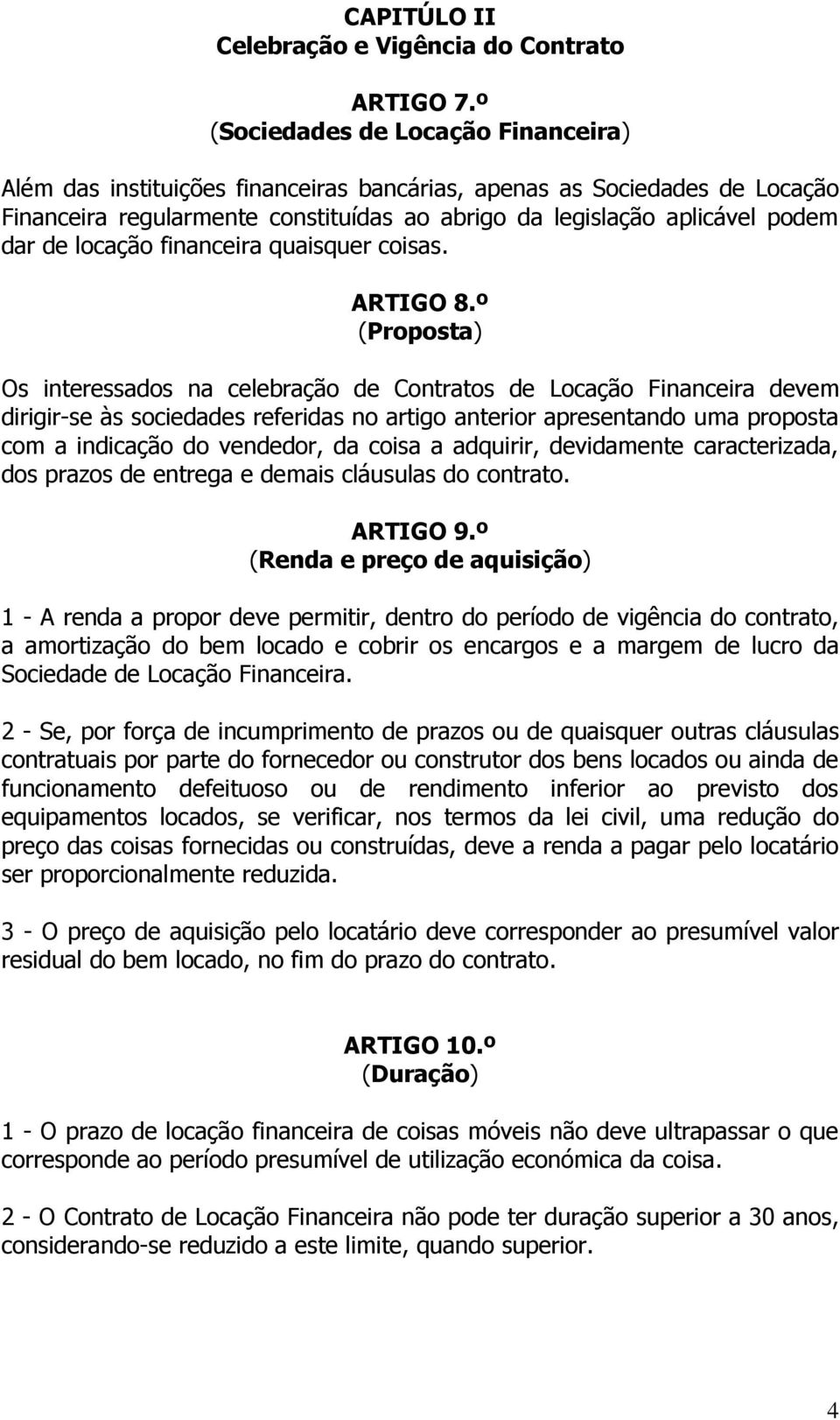 locação financeira quaisquer coisas. ARTIGO 8.