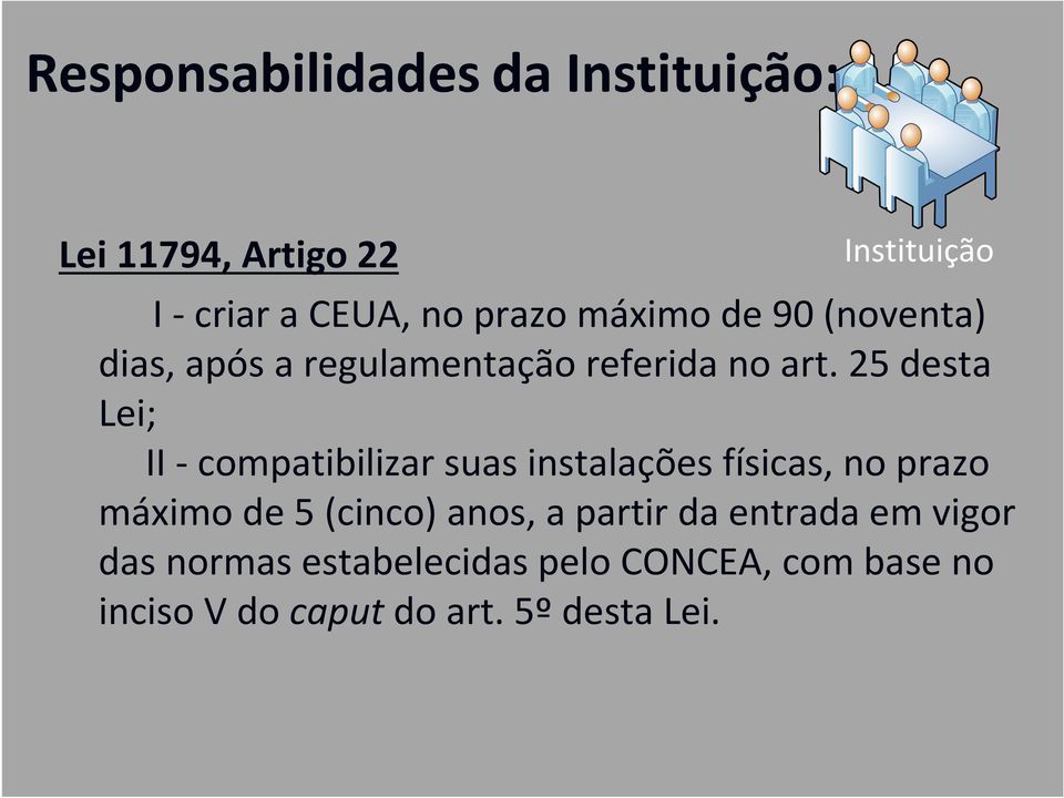 25 desta Lei; II -compatibilizar suas instalações físicas, no prazo máximo de 5 (cinco)