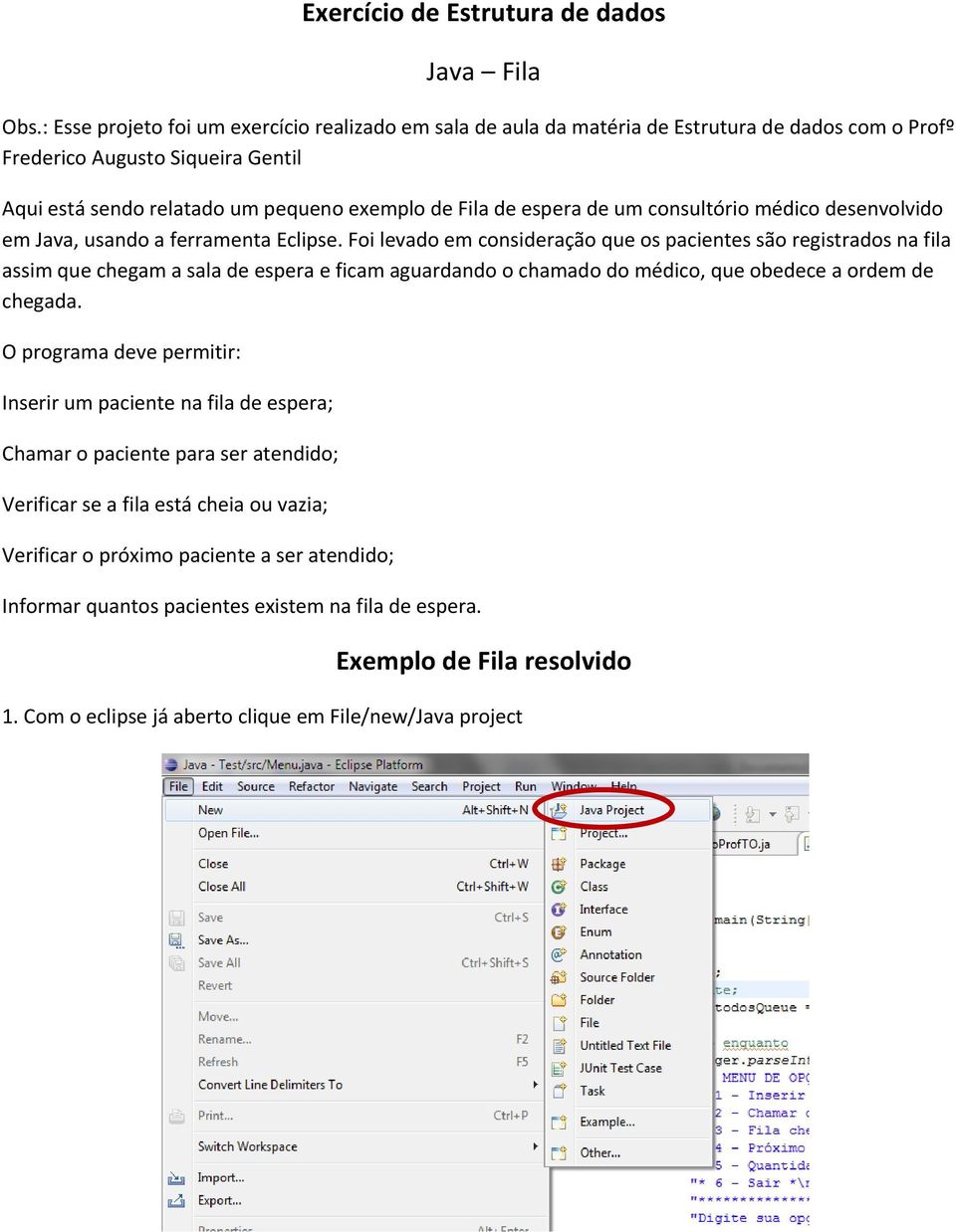 de um consultório médico desenvolvido em Java, usando a ferramenta Eclipse.