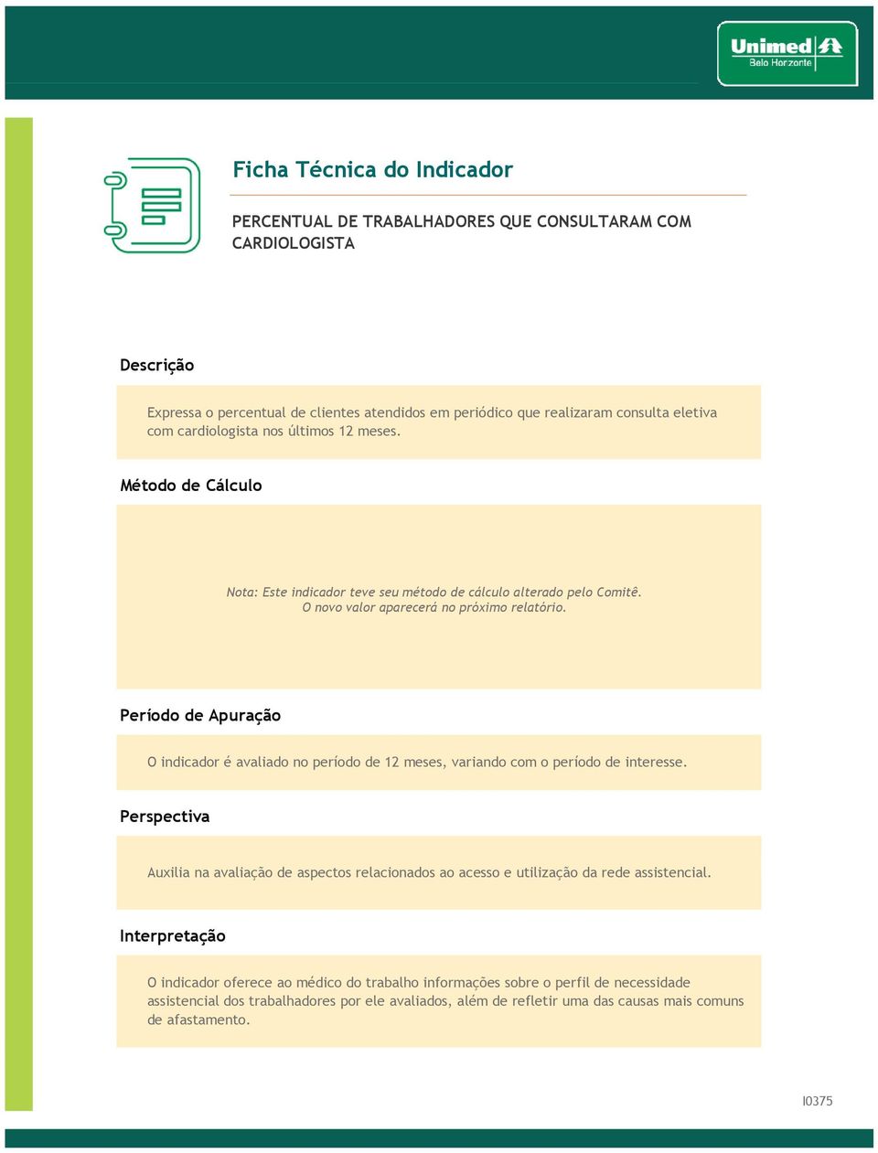 : Este indicador teve seu método Denominador de cálculo alterado pelo Comitê.