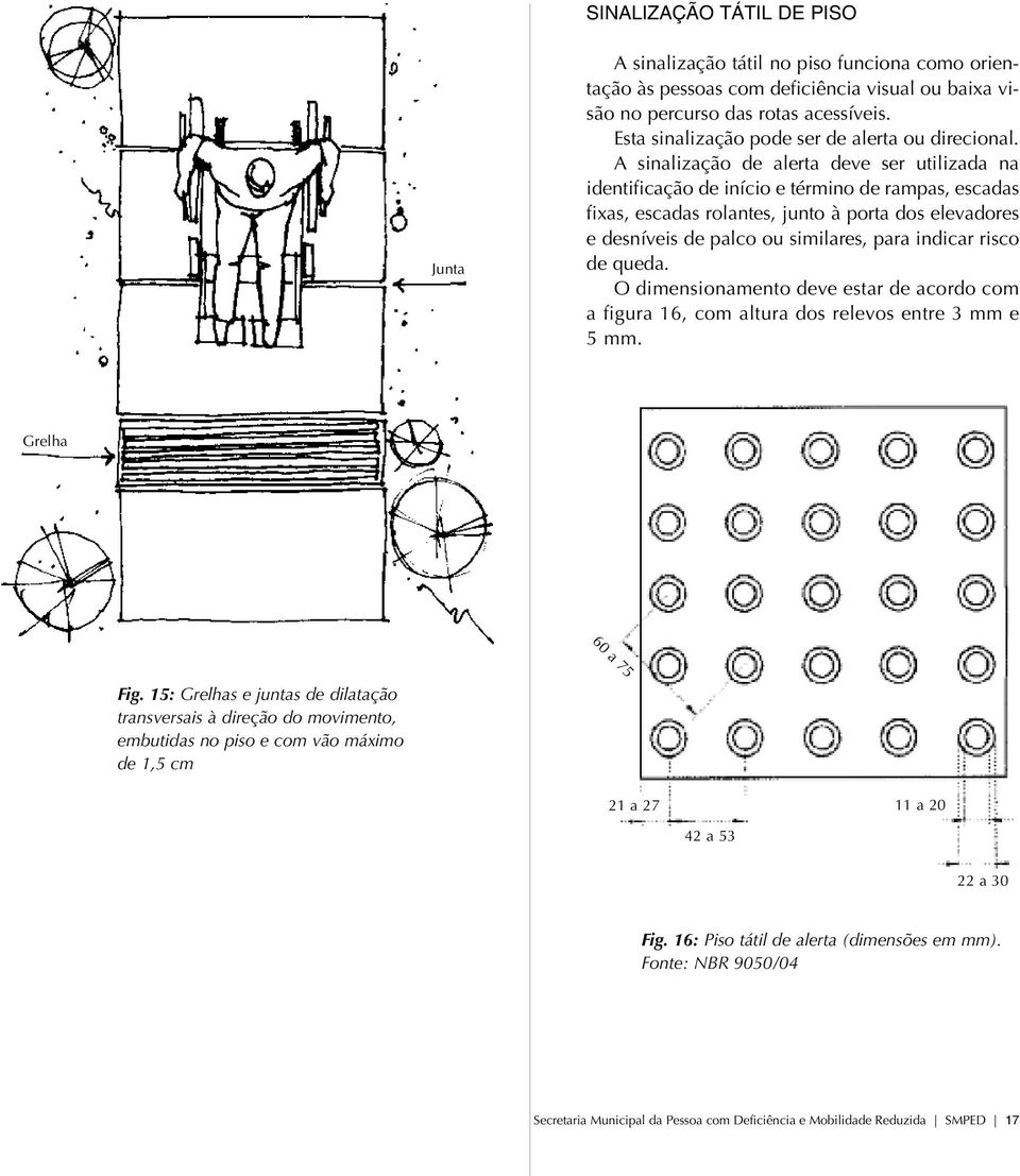 a si na li za ção de aler ta deve ser uti li za da na iden ti fi ca ção de iní cio e tér mi no de ram pas, es ca das fi xas, es ca das ro lan tes, jun to à por ta dos ele va do res e des ní veis de