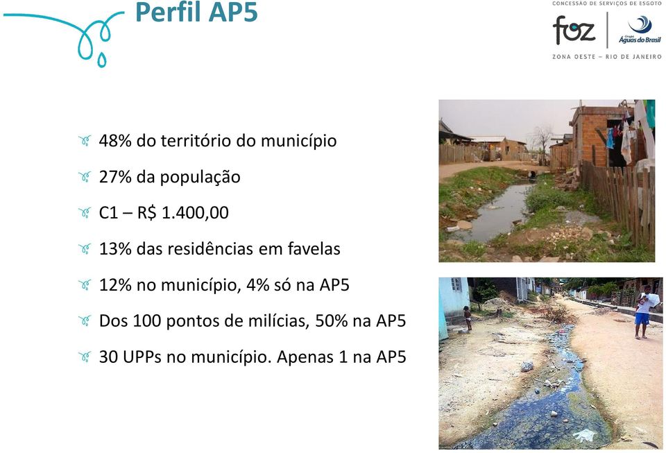 400,00 13% das residências em favelas 12% no