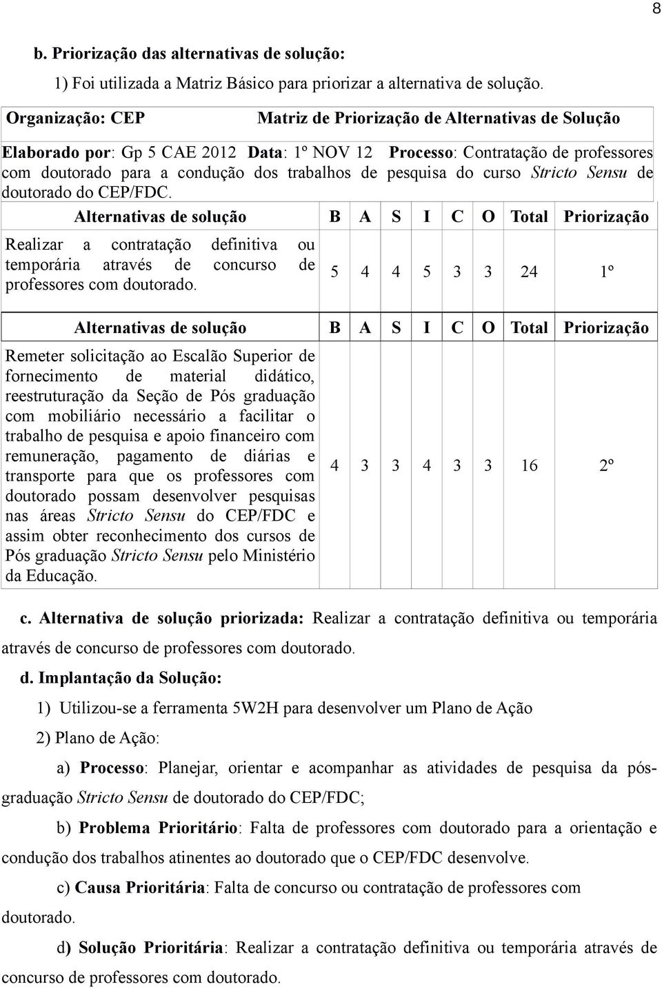 pesquisa do curso Stricto Sensu de doutorado do CEP/FDC.