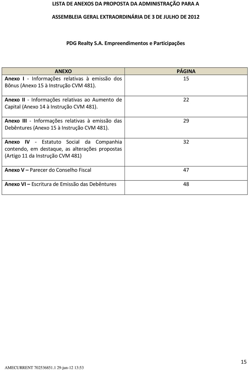 Anexo III - Informações relativas à emissão das Debêntures (Anexo 15 à Instrução CVM 481).