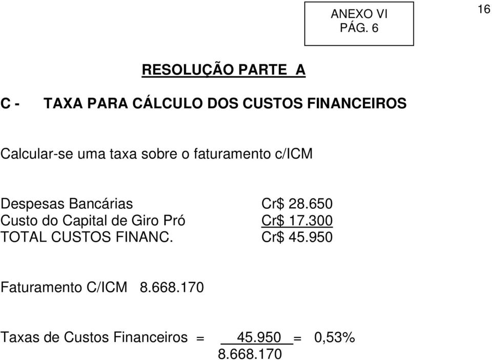 Calcular-se uma taxa sobre o faturamento c/icm Despesas Bancárias Cr$ 28.