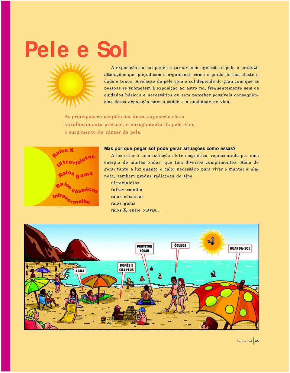 exposição para a saúde e a qualidade de vida. As principais conseqüências dessa exposição são o envelhecimento precoce, o enrugamento da pele e/ou o surgimento do câncer de pele.