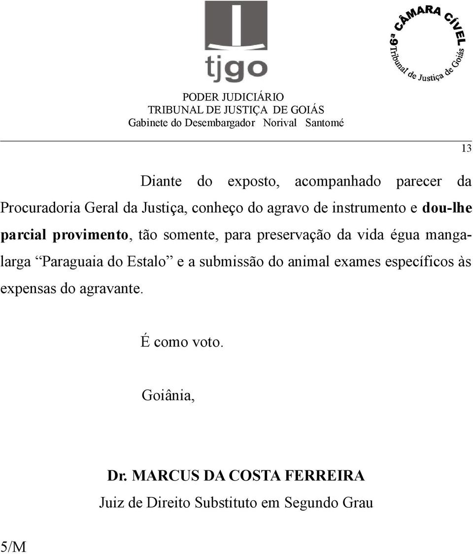 mangalarga Paraguaia do Estalo e a submissão do animal exames específicos às expensas do