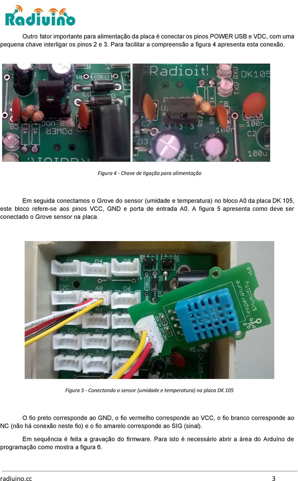 A figura 5 apresenta como deve ser conectado o Grove sensor na placa.