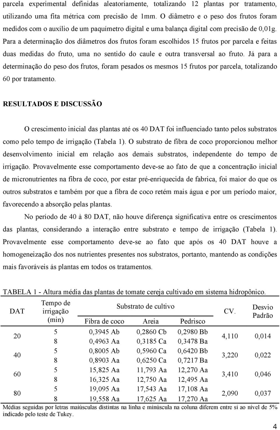 Para a determinação dos diâmetros dos frutos foram escolhidos 15 frutos por parcela e feitas duas medidas do fruto, uma no sentido do caule e outra transversal ao fruto.