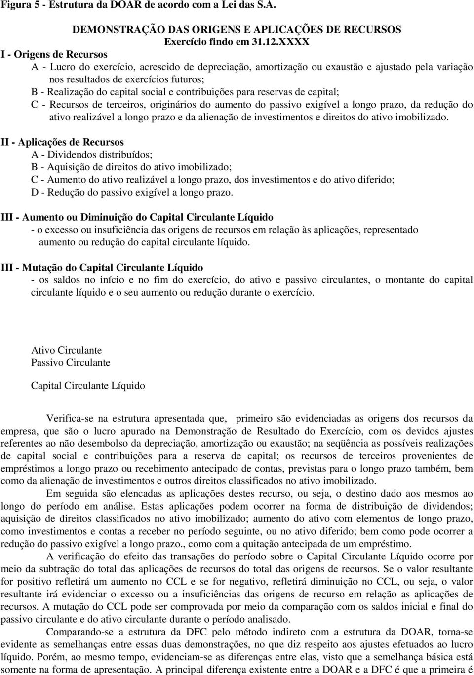 e contribuições para reservas de capital; C - Recursos de terceiros, originários do aumento do passivo exigível a longo prazo, da redução do ativo realizável a longo prazo e da alienação de