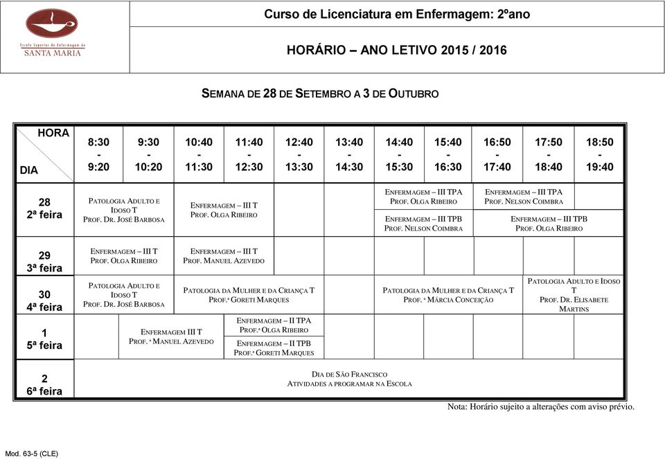 MANUEL AZEVEDO 30 PROF. DR. JOSÉ BARBOSA PATOLOGIA DA MULHER E DA CRIANÇA T PROF.ª GORETI MARQUES PATOLOGIA DA MULHER E DA CRIANÇA T PROF.