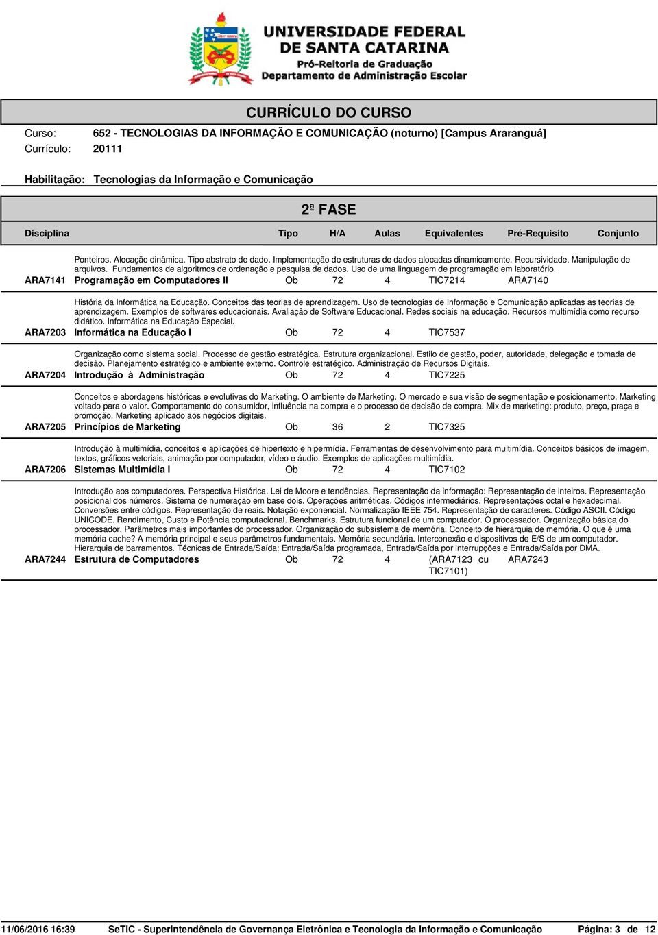 ARA7141 Programação em Computadores II Ob 72 4 TIC7214 ARA7140 História da Informática na Educação. Conceitos das teorias de aprendizagem.