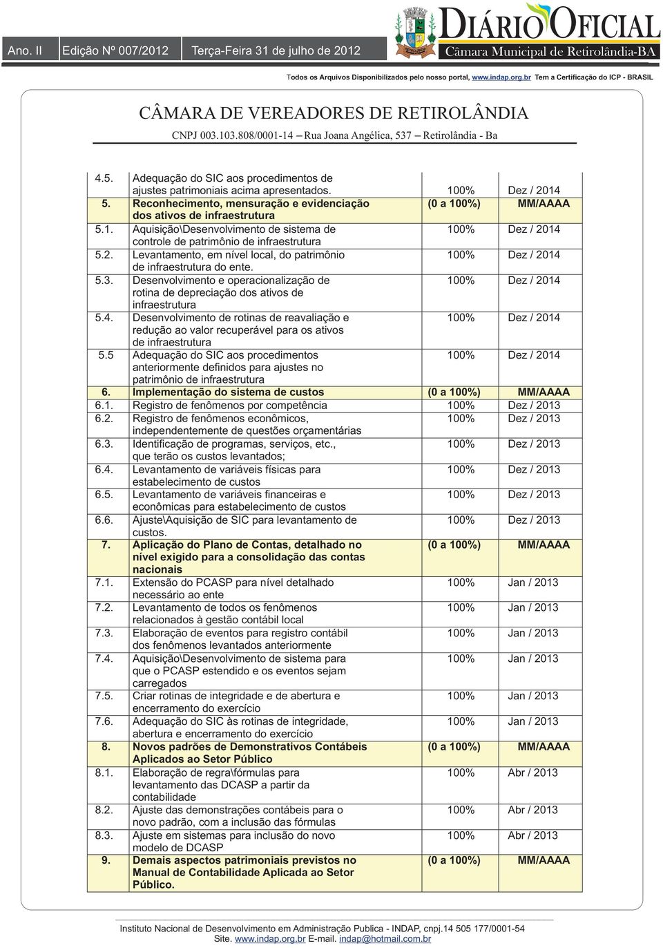 Desenvolvimento e operacionalização de rotina de depreciação dos ativos de infraestrutura 5.4.