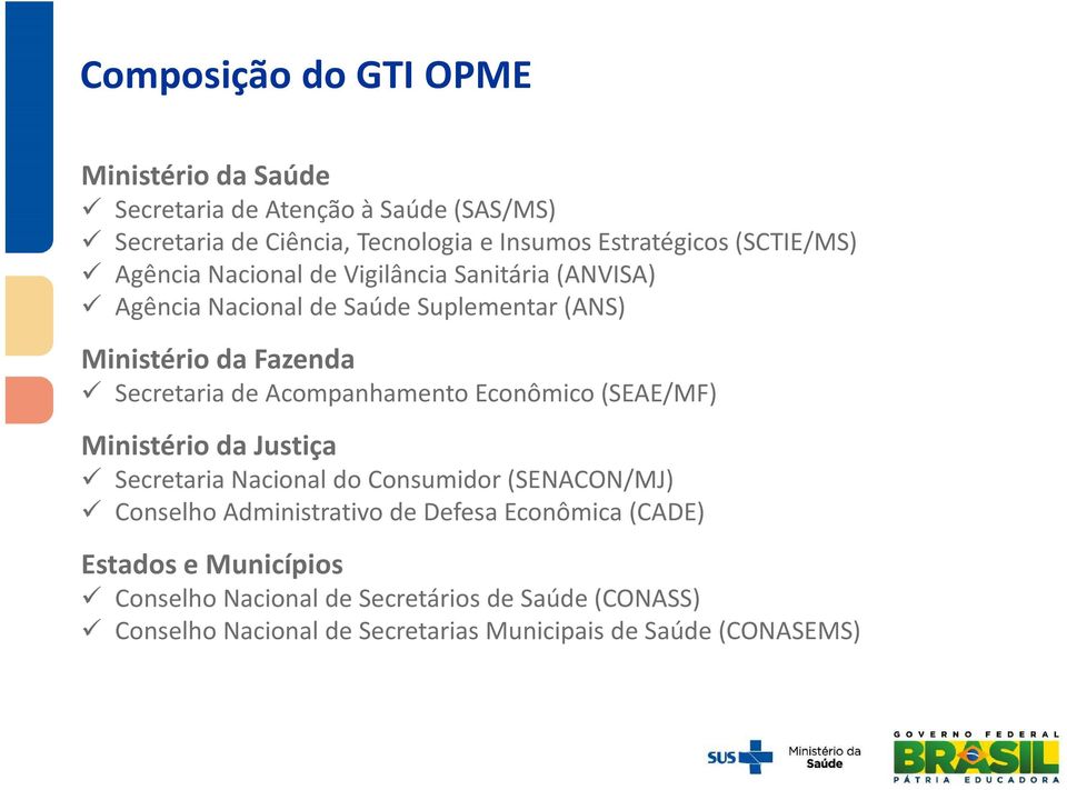 Acompanhamento Econômico (SEAE/MF) Ministério da Justiça Secretaria Nacional do Consumidor (SENACON/MJ) Conselho Administrativo de Defesa