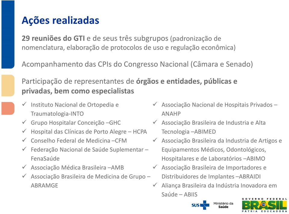 Hospital das Clínicas de Porto Alegre HCPA Conselho Federal de Medicina CFM Federação Nacional de Saúde Suplementar FenaSaúde Associação Médica Brasileira AMB Associação Brasileira de Medicina de