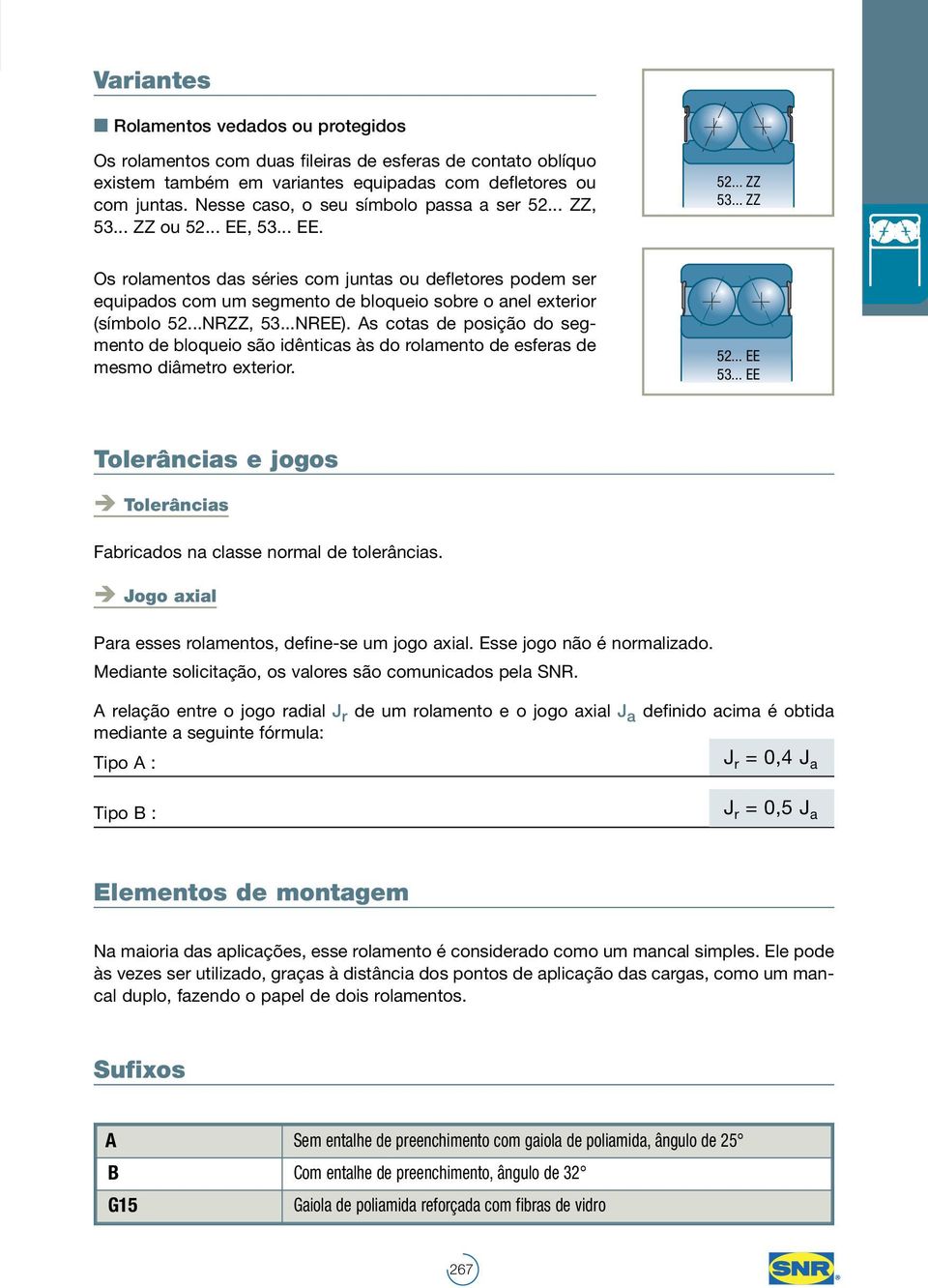 .. ZZ Os rolamentos das séries com juntas ou defletores podem ser equipados com um segmento de bloqueio sobre o anel exterior (símbolo 52...NRZZ, 53...NREE).