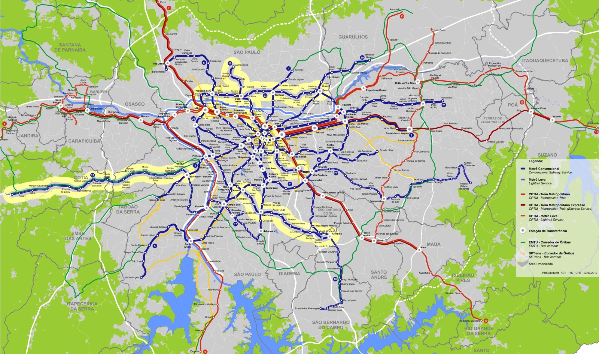 LINHAS EM ESTUDO (2030) Linha 16 (Cachoerinha - Ipiranga) 17,2 km adicionais 21 novas estações Linha 23 (Lapa - Dutra) 16,6 km adicionais 20 novas