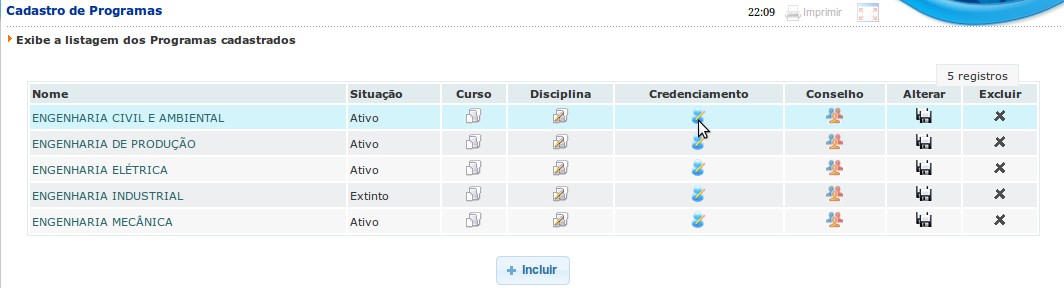 será apresentada uma tela de pesquisa: Para consultar um docente credenciado no Programa, digite o nome ou parte do nome do credenciado