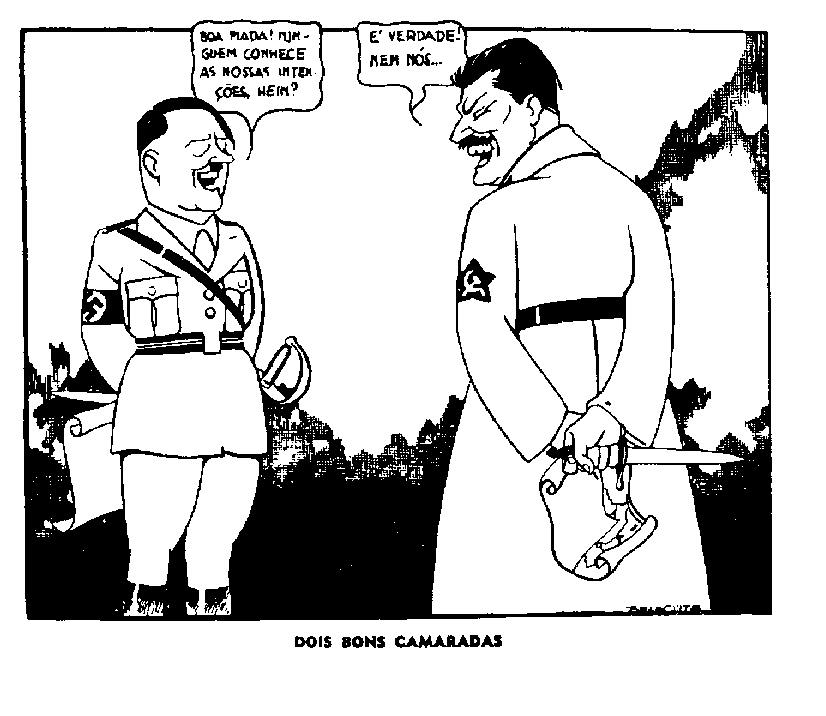 14) retrata de forma crítica a assinatura, em 23 de agosto de 1939, de um pacto de não-agressão.