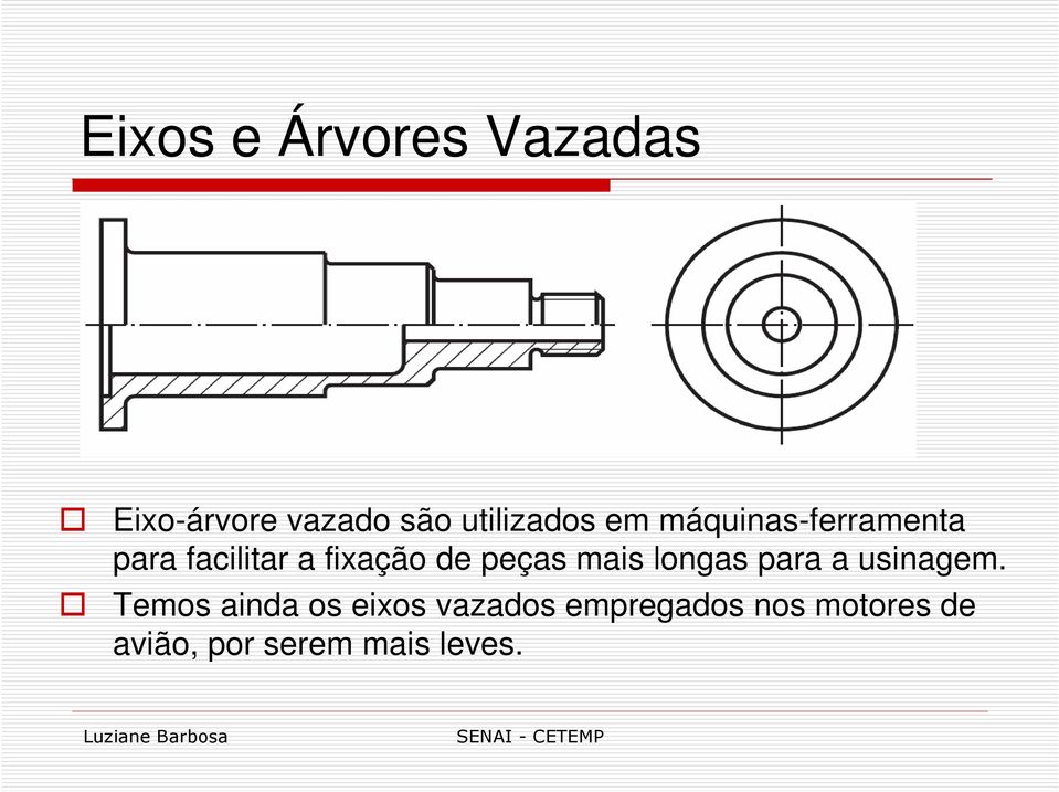 fixação de peças mais longas para a usinagem.