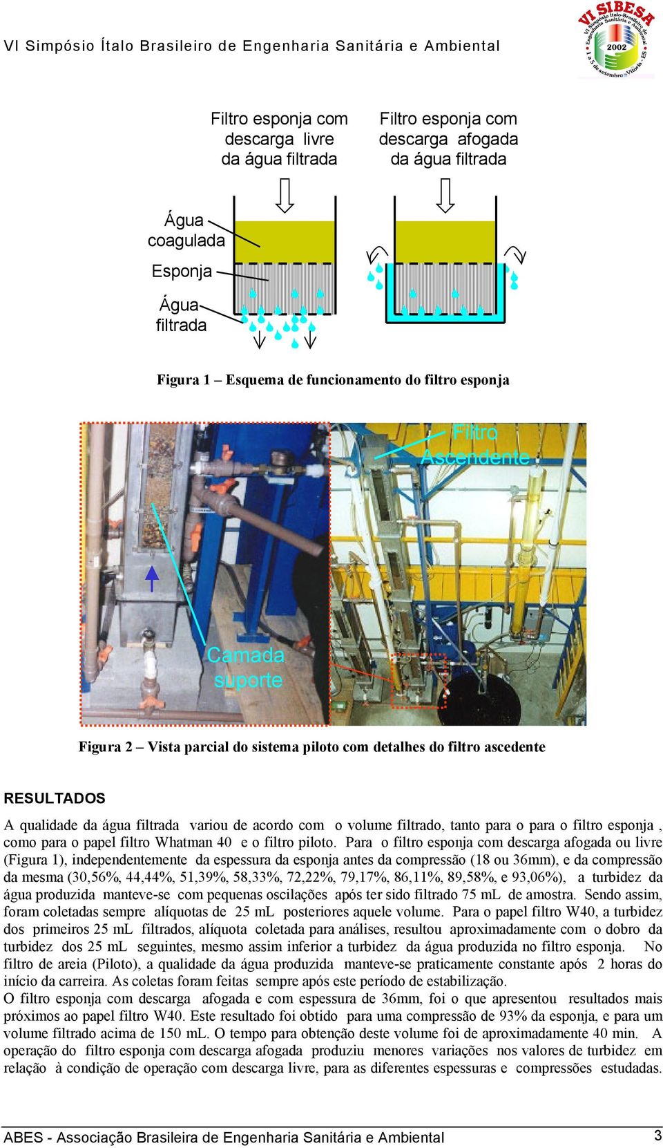 filtro esponja, como para o papel filtro Whatman 40 e o filtro piloto.