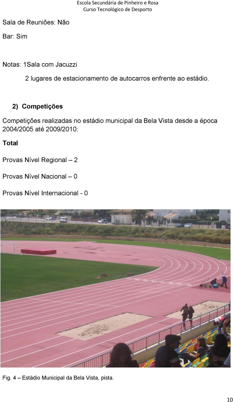 2) Competições Competições realizadas no estádio municipal da Bela Vista desde a época