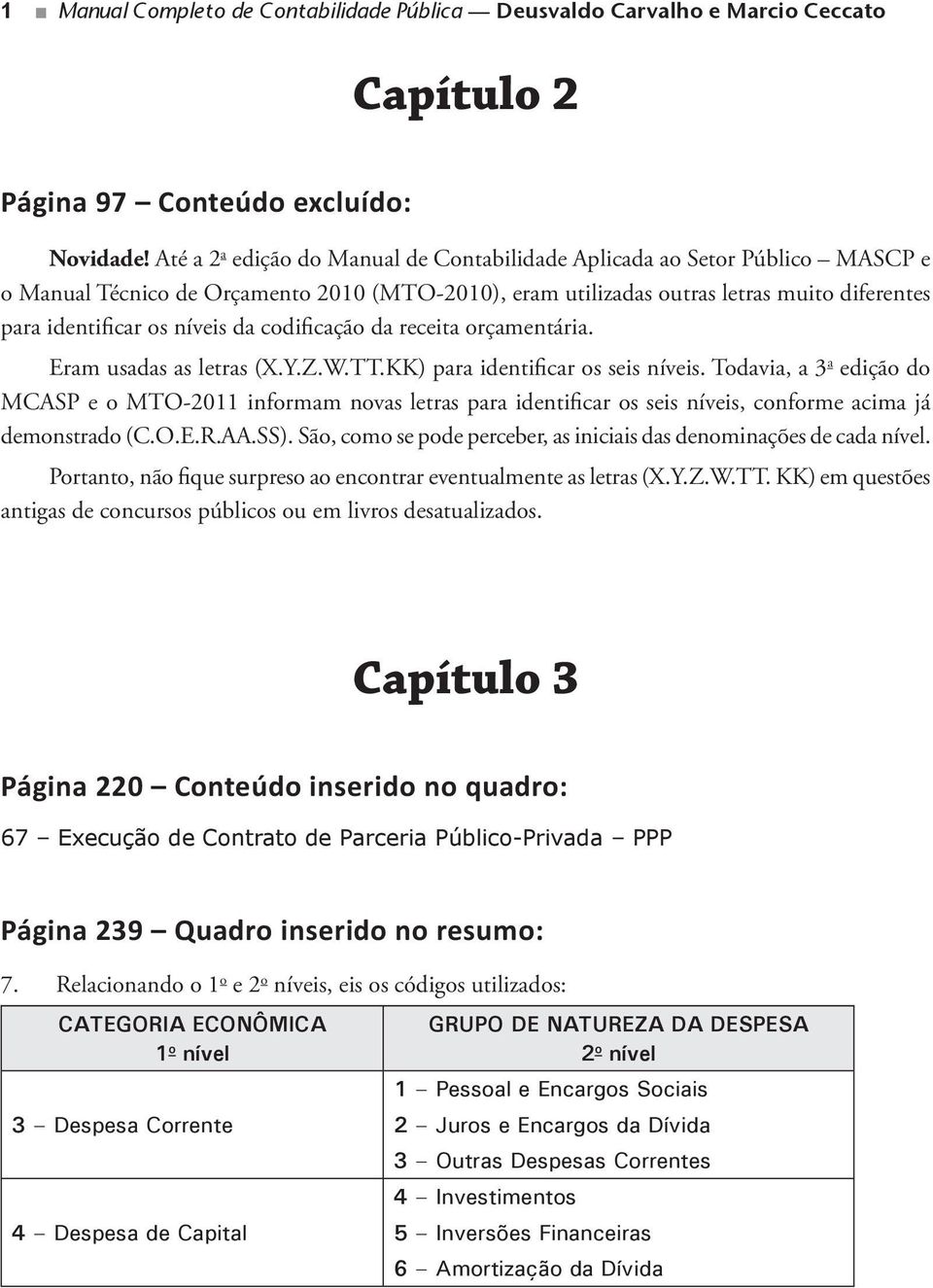 da codificação da receita orçamentária. Eram usadas as letras (X.Y.Z.W.TT.KK) para identificar os seis níveis.