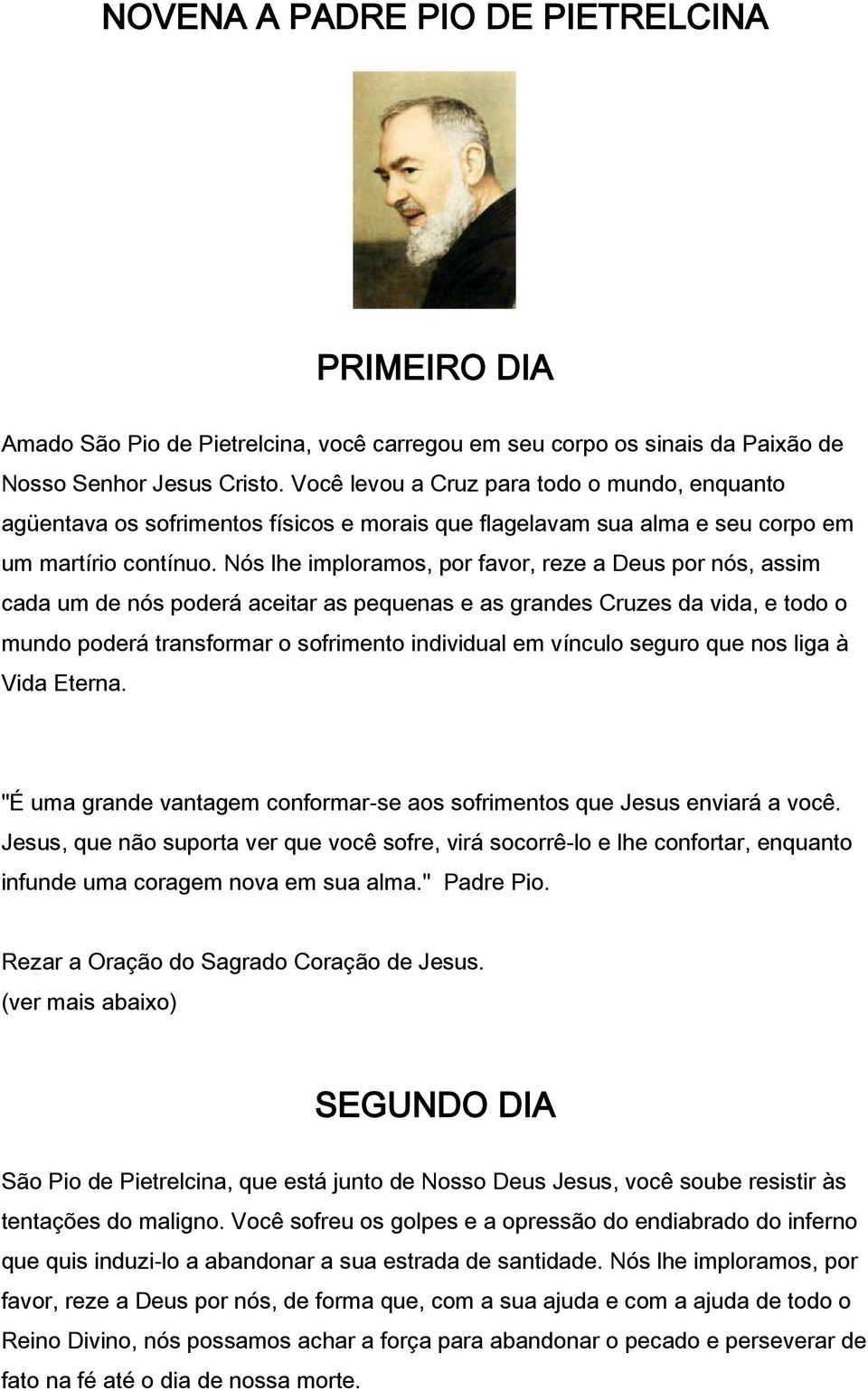 NOVENA A PADRE PIO DE PIETRELCINA PRIMEIRO DIA - PDF Download grátis